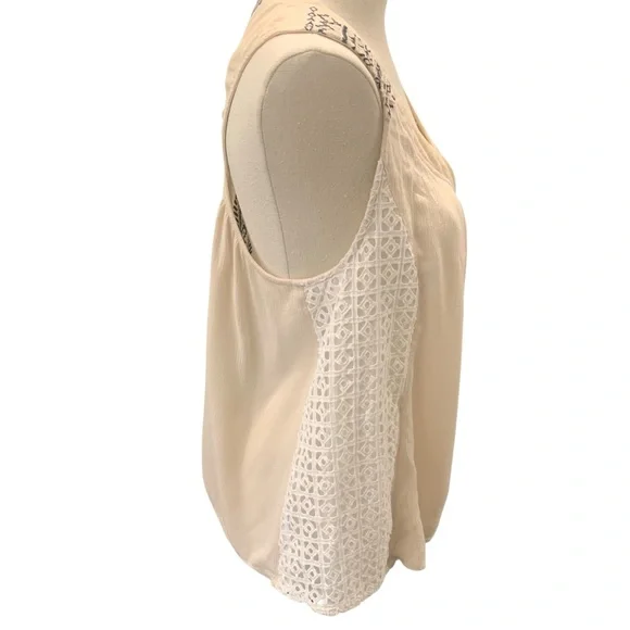 MISS ME Cream Crochet Lace Boho Sleeveless Tank Top Festival Style - Size - L - Picture 3 of 5
